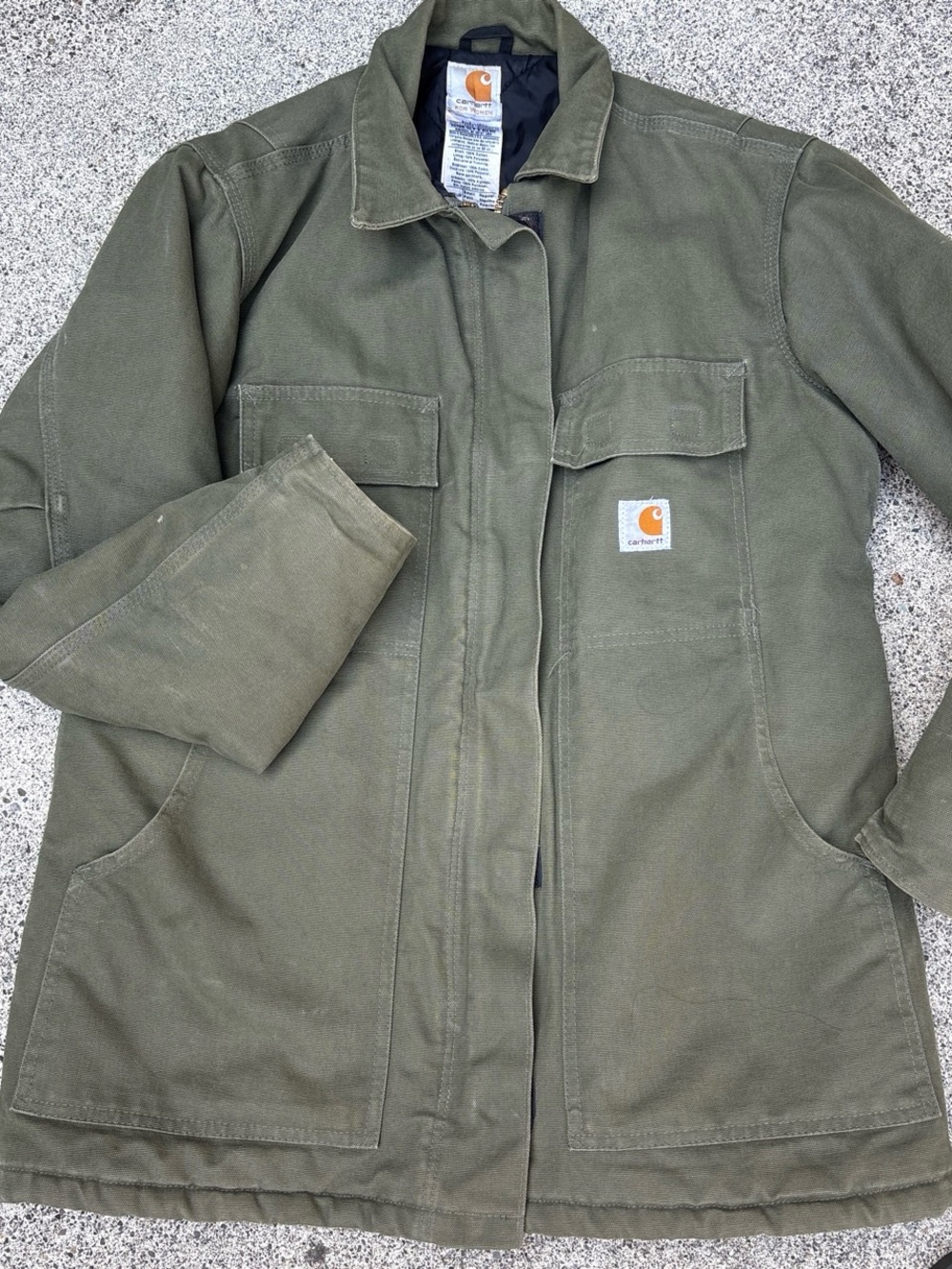 Carhartt Olive Canvas Field Coat with Utility Pockets
